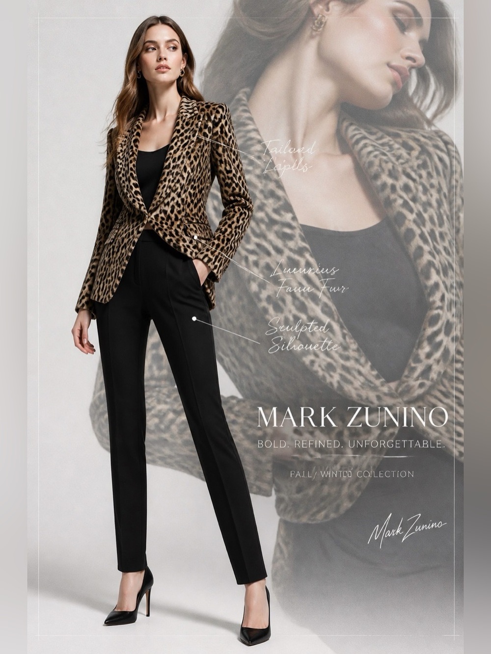 Mark Zunino Leopard-Print Faux Fur Fitted Tailored Blazer - Brown/Black